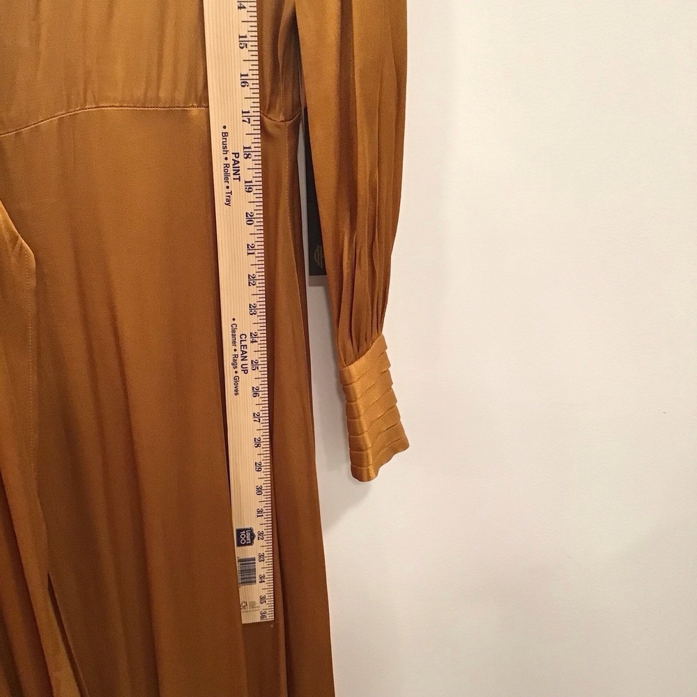 House of Harlow 1960 maxi Wrap dress Pumpkin Spice Orange Satin Medium W Flaw - Picture 15 of 16